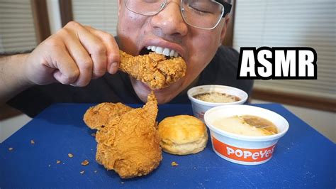 Popeye S Fried Chicken Crunchy Asmr Satisfying Eating Sounds Youtube