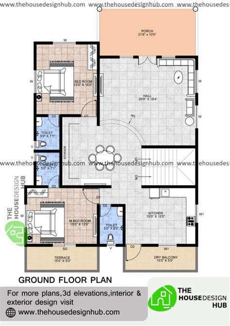 37 X 49 Ft 2 Bhk House Plan In 1667 Sq Ft The House Design Hub