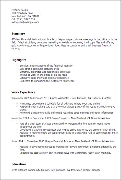 Got 2+ years of financial advisor experience? Financial Assistant Resume Template — Best Design & Tips ...