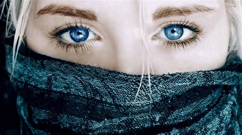 women blonde blue eyes eyes looking at viewer closeup covered face 1920x1080 wallpaper