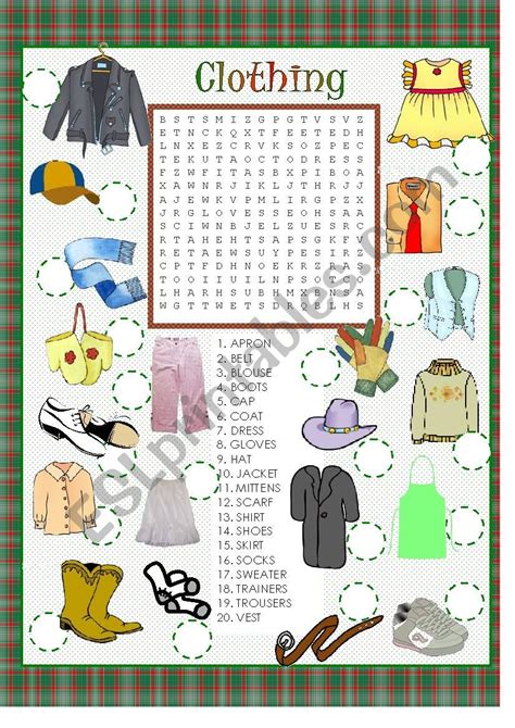 Clothing Esl Worksheet By Anna P