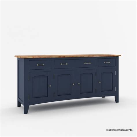 meriden two tone solid wood 3 drawer long sideboard cabinet