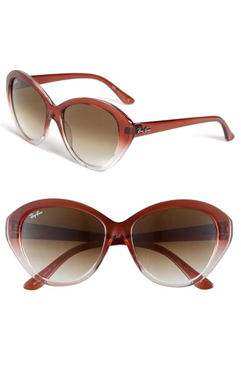 ray ban retro cats eye sunglasses in brown gradient brown lyst