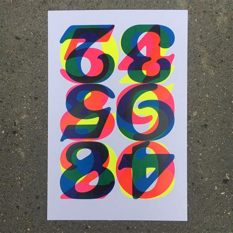 Impresión De Números Dayglo De 3 Colores Etsy España