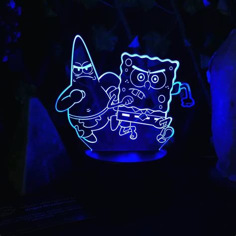 Sponge Bob Led Lamp Patrick 3d Illusion Led Night Light Etsy