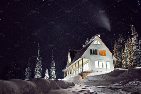 Night Amazing Winter Snow House Nature Photos Creative Market