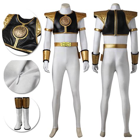 White Ranger Cosplay Costume Mighty Morphin Power Rangers Suit