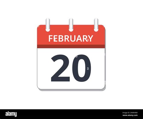 February 20th Calendar Icon Vector Concept Of Schedule Business And