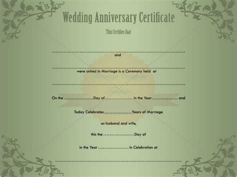 50th Wedding Anniversary Certificate Template Keepsake Printable