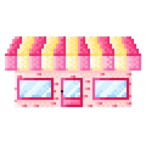 Ice Cream Shop Pixel Art Shop Icon Pixel Art Vector Stock Vector Image