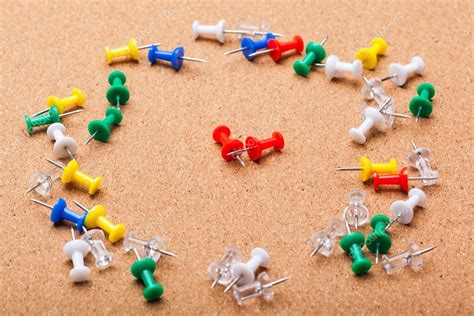 Colorful Pins Brown Cork Board — Stock Photo © Fotofabrika 205619952