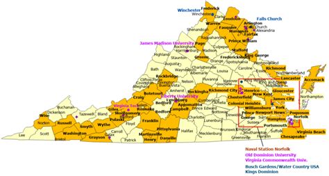 Virginia Map With Cities And Counties Interactive Map