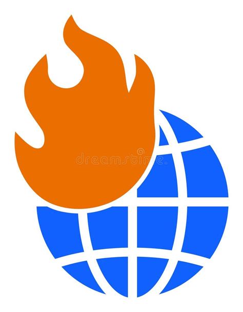 World Fire Raster Icon Flat Illustration Stock Illustration