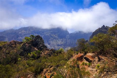 Mountains Landscape Panoramic View In Santo Antao Island Cape Verde