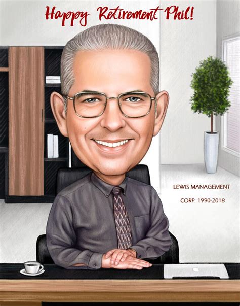 Best Manager Award Head And Shoulders Caricature In Color Style With
