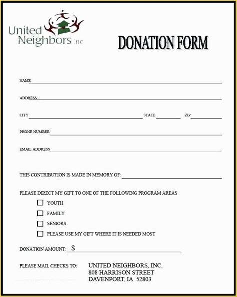 Free Printable Donation Pledge Form Template