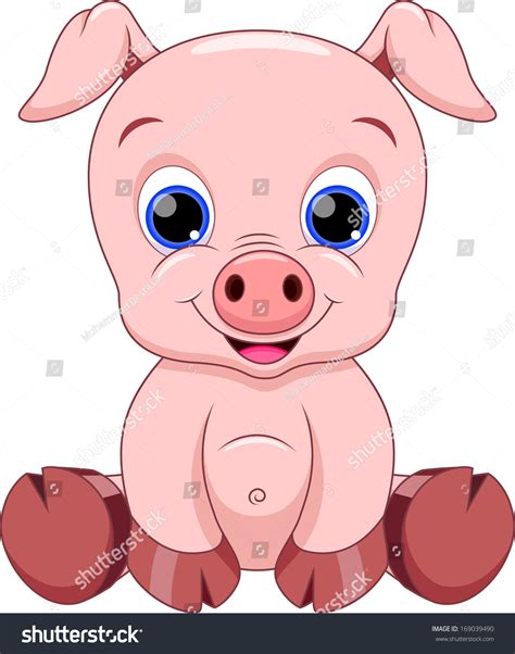 Cute Baby Pig Cartoon Stock Vector Illustration 169039490