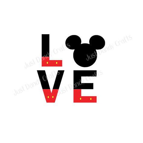 Mickey Mouse Love Svg Cut File For Silhouette And Cricut Etsy