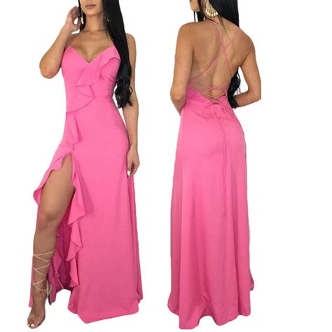 Women Backless Spaghetti Strap Sheath Dresses Sex Package Hips Slim Sleeveless A Line Party