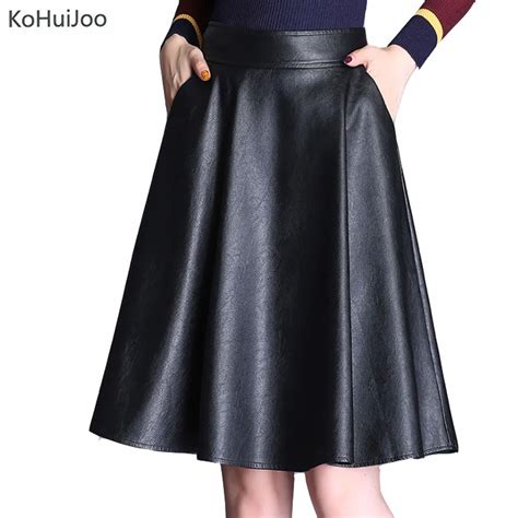 Kohuijoo 3xl 4xl 5xl Spring Autumn Women Pu Leather Skirt Plus Size