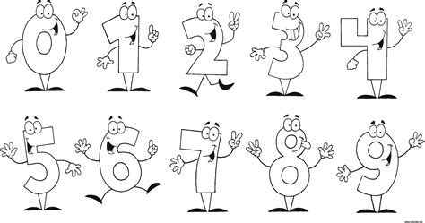 Coloriage chiffres de 0 a 9 maternelle rigolos  JeColorie.com
