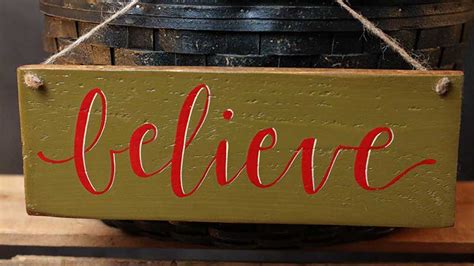 Olive Green Believe Hand Lettered Wooden Sign By Our Backyard Studio
