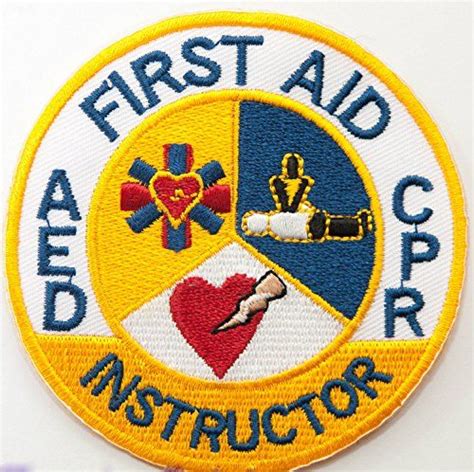 First Aid Cpr Instructor Embroidered Iron On Patch 3 Aed Medic Red