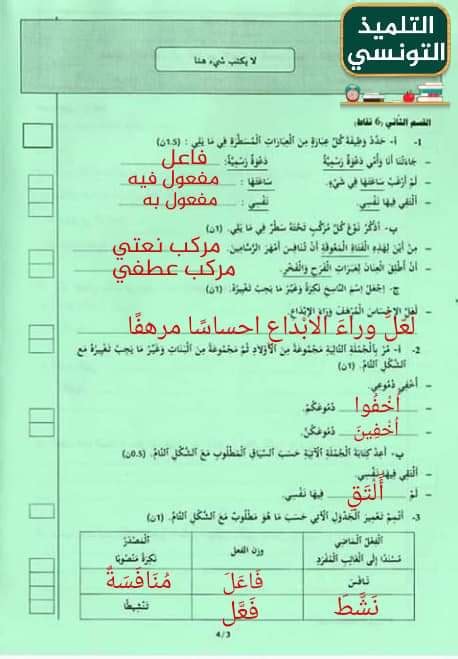 اختبار اللغة العربية مناظرة السيزيام دورة 2021. إصلاح إختبارات السيزيام 2020 - موارد المعلم