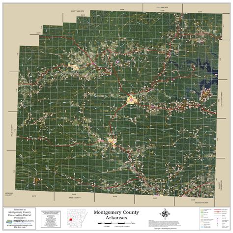 Montgomery County Arkansas 2019 Aerial Wall Map Mapping Solutions