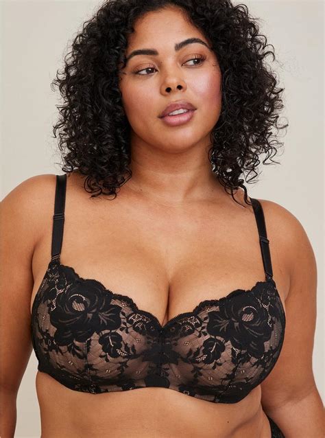Plus Size Full Coverage Balconette Lightly Lined Exploded Floral Lace