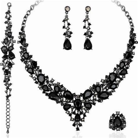 Black Crystal Jewelry Set Rcolorblack
