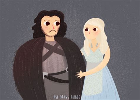 Animated Cute Cartoon Queen Daenerys With Dragon Rhaegal 