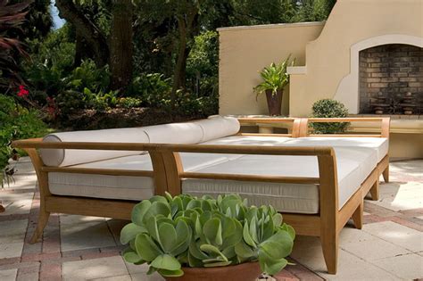 Futons are beds that can fold into a couch… or a couch that unfolds into a bed? Aman Dais 6pc Teak Daybed - Asian - Outdoor Chaise Lounges ...