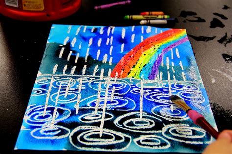 Smart Class Winter Rain Watercolor Resist Art Lessons For Kids