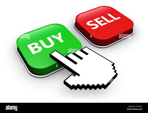 Hand Icon Clicking On Buy Or Sell Web Button Online Selling And Stock