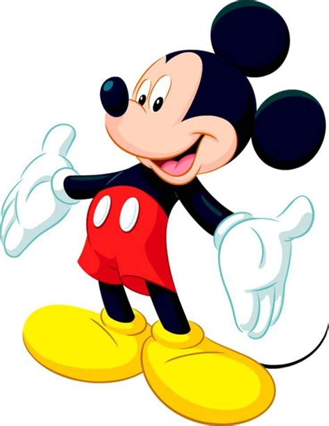 A Cartoon Mickey Mouse With His Arms Out And Eyes Wide Open Pointing