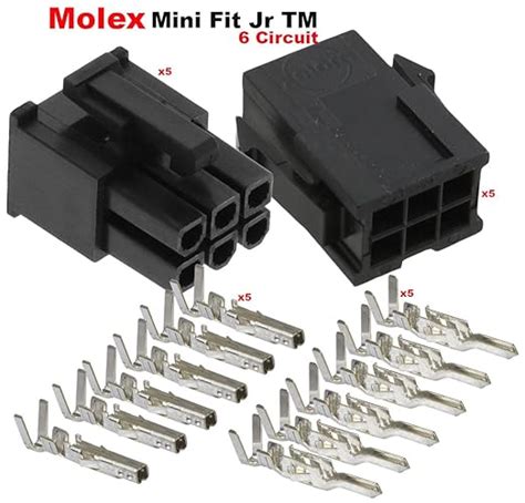 Molex 6 Pin Black Connector Pitch 4 20mm 0165 W 18 24 AWG Pin Mini Fit