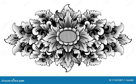 Black And White Ornate Style Balinese Traditional Ornament Vector