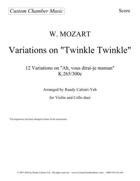 Mozart 12 Variations On Twinkle Twinkle Little Star Ah Vous Dirai Je Maman For Violin And