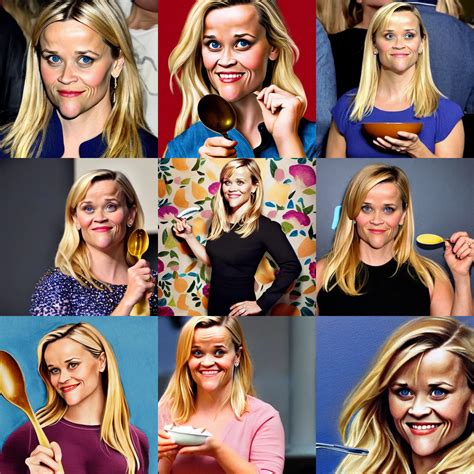Reese Witherspoon Holding A Spoon In Her Hand Reese Stable Diffusion
