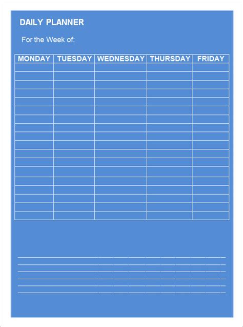printable daily planner templates  google docs ms word