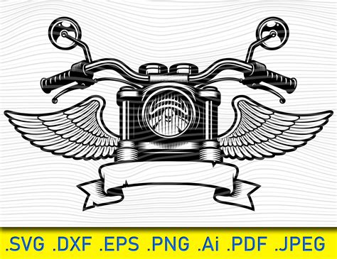 Motorcycle With Wings Ribbon Grange Svg Motorcycle Svg Etsy