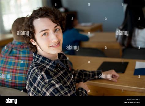 University Student In Classroom Portrait Stock Photo Alamy