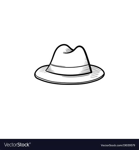 Fedora Hat Hand Drawn Sketch Icon Royalty Free Vector Image