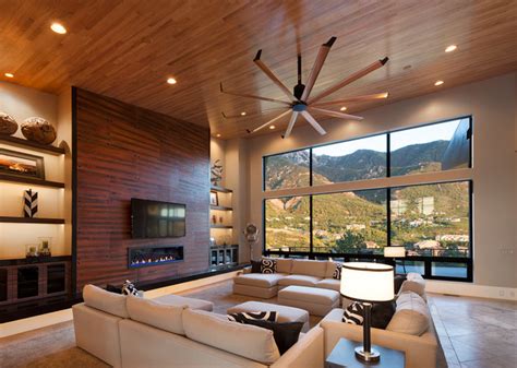 Fans for small and large rooms if the size of a room is 9′ x 9′ or smaller, the recommended blade span for small room ceiling fans ranges from 40″ to 48″. Isis Ceiling Fan - Contemporary - Living Room - Salt Lake ...