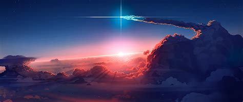 Download Wallpaper 2560x1080 Clouds Sky Anime Dual Wide 2560x1080 Hd