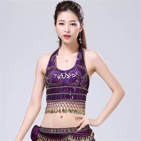 Women Sexy Belly Dance Sequin Bra Tassel Top With Chest Pad Party Club