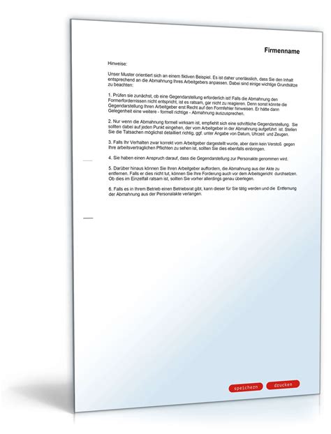 Vor, dass jeder arbeitnehmer, der eine ungerechtfertigte abmahnung vom arbeitgeber erhalten hat, gegen diese vorgehen kann. Gegendarstellung zur Abmahnung - Muster-Vorlage zum Download