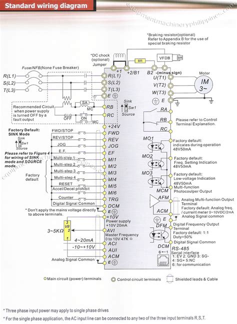 Refer to the basic wiring diagram. VFD's and 3phase Induction motors FAQ corner / pls. Read all first