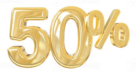 Number 50 Percent Gold 3d 9313555 Png